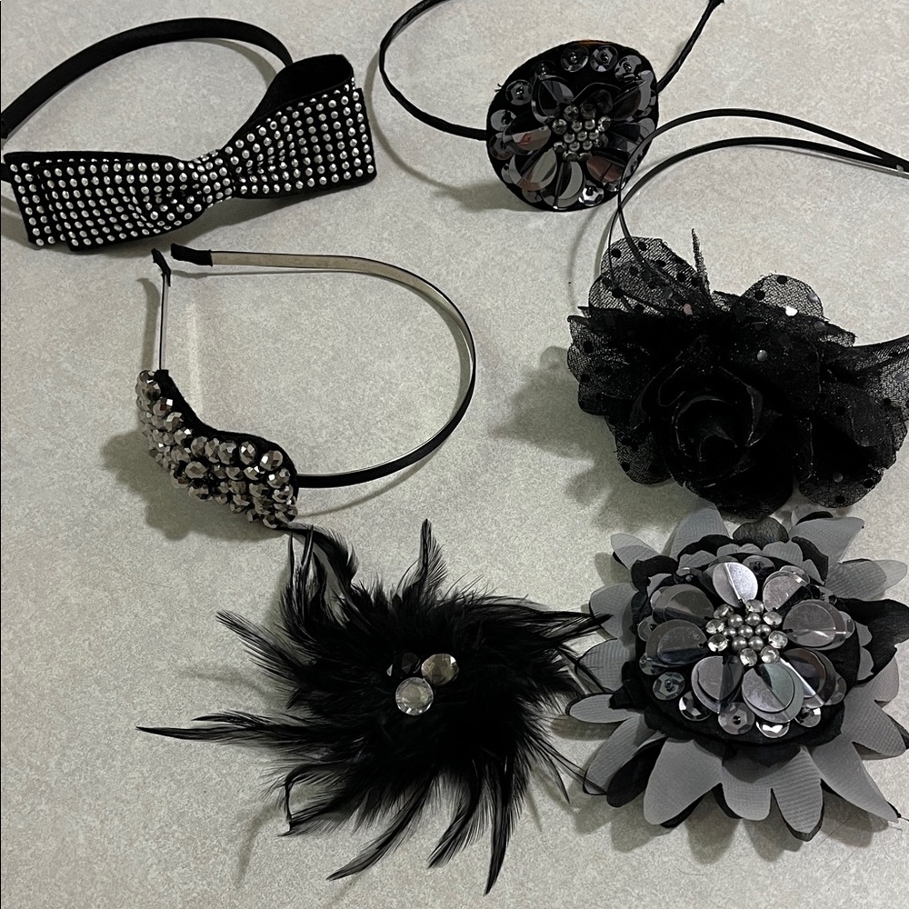 Elegant Black and Gray Headband Set of six